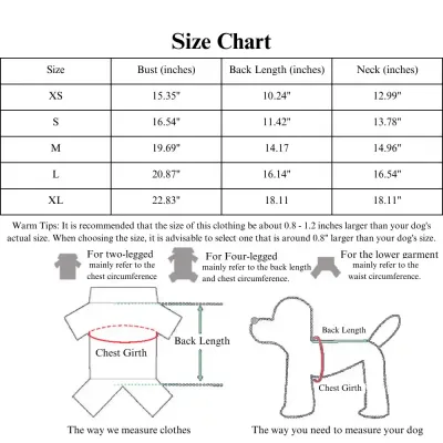 Winter Dog Dress Size Winter Dog Dress Size