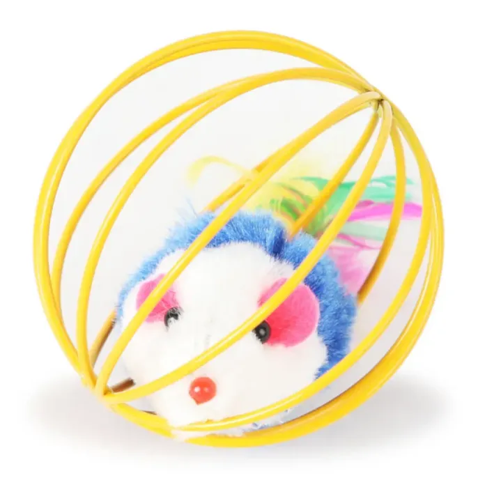yellow cat mouse toy