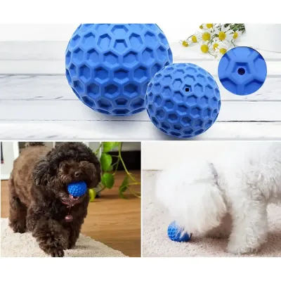 Squeaky Rubber Ball Treat Dispenser Interactive Dog Toys