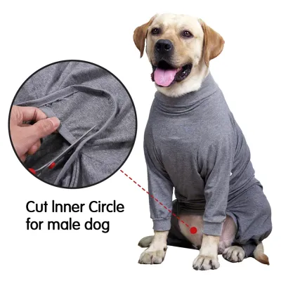 recovery dog suit (1) Elastic and Flexible Design: Designed to stretch with your pet’s movements, the onesie offers full range of motion while keeping them warm and cozy.