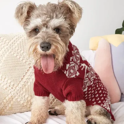 Vintage Dog Christmas Sweater, Knit Xmas Reindeer Holiday Festive Christmas Dog Sweaters Situation Reindeer Christmas Knit Dog Sweater Winter Holiday Festive