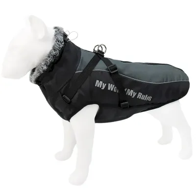  Fleece-lined dog jacket for cold weather