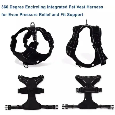 heavy duty dog harness (3) Convenient Handle for Better Control: The added ergonomic handle provides better control, making it easier to guide pets through busy areas or to help them in and out of cars.