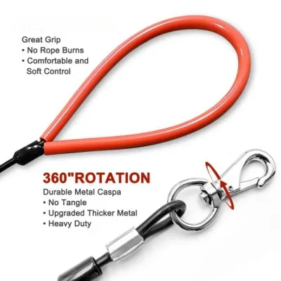 Elasticity and Stretch Resistance: The steel wire leash is designed to maintain its form and functionality, even with repeated stretching, ensuring consistent performance over time.