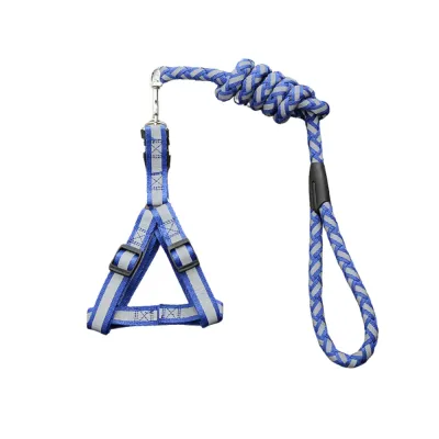 Reflective Braided Choke Free Harness with Leash Main Reflective Braided Dog Leash with Harness