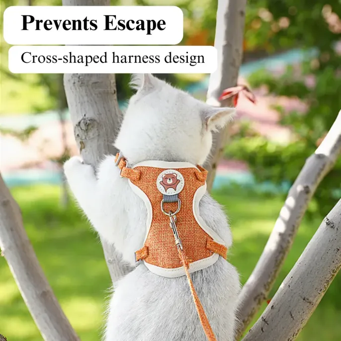cat harness and leash (1) Adjustable Fit for Growing Pets: The "T" buckle design allows for easy adjustment, ensuring a secure and customized fit that accommodates pets as they grow.