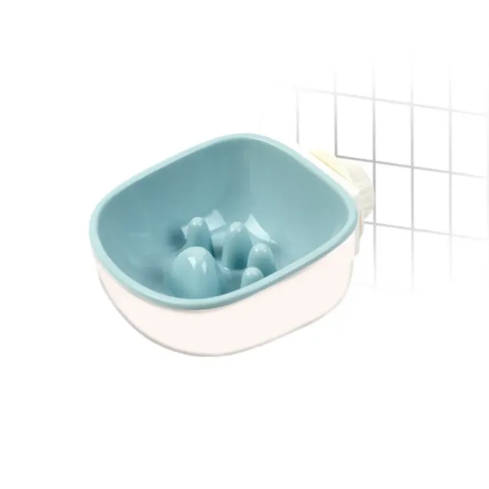 blue pet cage bowls