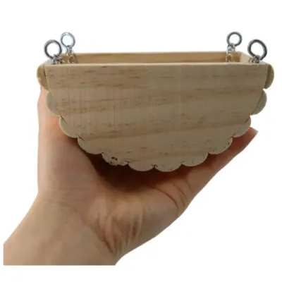 Hamster Mini Bed, Warm Small Pets Animals House Bedding, Cozy Nest Cage Accessories Feature Wooden Swing Toy Hanging Bed for Hamsters