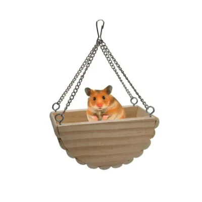 Hamster Mini Bed, Warm Small Pets Animals House Bedding, Cozy Nest Cage Accessories Main Wooden Swing Toy Hanging Bed for Hamsters