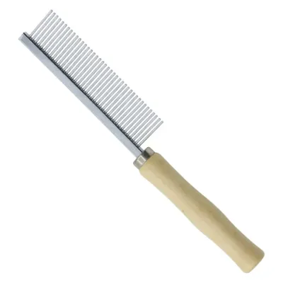 Single-sided Metal Grooming Comb with Wooden Handle
