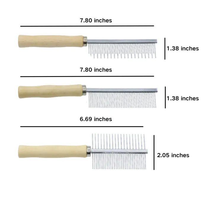 Single-sided Metal Grooming Comb with Wooden Handle