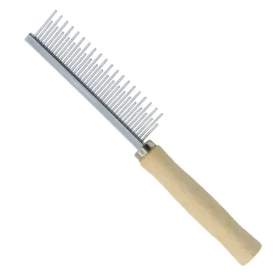 Single-sided Metal Grooming Comb with Wooden Handle