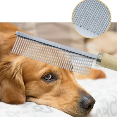 Single-sided Metal Grooming Comb with Wooden Handle