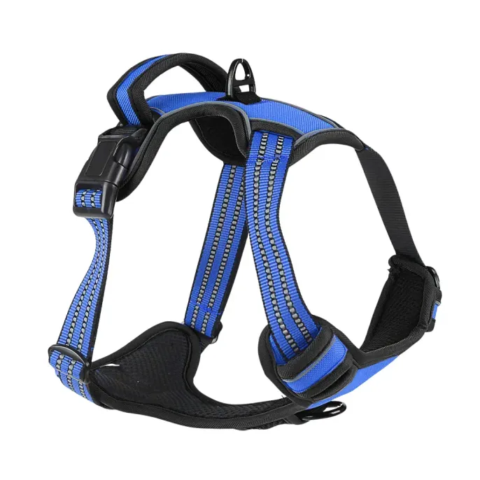dog harness handle (2) Perfect for night walks, the reflective strips ensure visibility from a distance, making it easier for pet owners to spot their pets in low-light conditions, boosting nighttime safety.