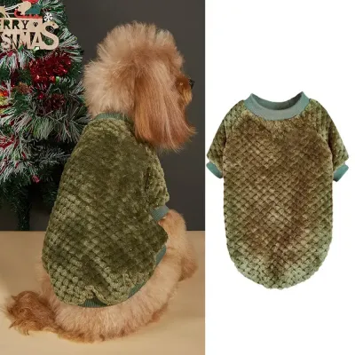 Coral Fleece Warm Pet Clothes Olive Green Warm Soft Coral Fleece Pet Clothes