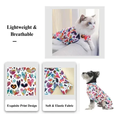 Heart Print Colorful Stylish Pet Clothes Features Colorful Heart Print Elastic Pet Clothes