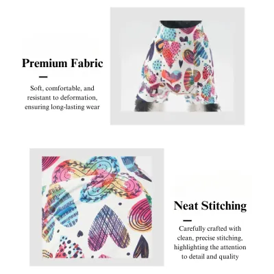 Heart Print Colorful Stylish Pet Clothes Details Colorful Heart Print Elastic Pet Clothes