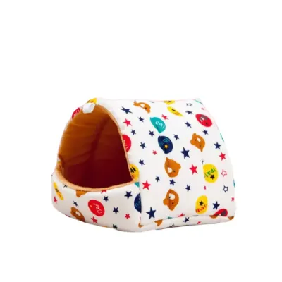 winter hamster bed (5) Offering superior warmth and comfort, this pet bed is designed with a high-quality crystal velvet lining and plush golden fleece interior, ideal for small animals during wintertime.