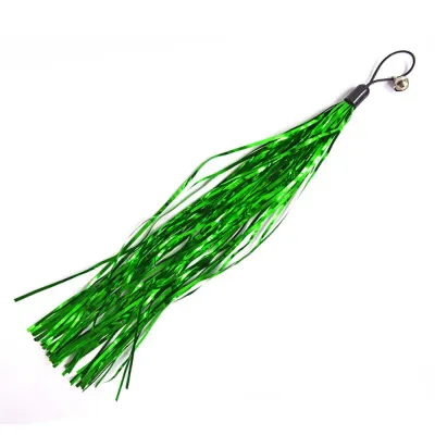 Colorful crinkle paper tassel replacement heads with bells, designed for cat wands to keep cats engaged and entertained during play.