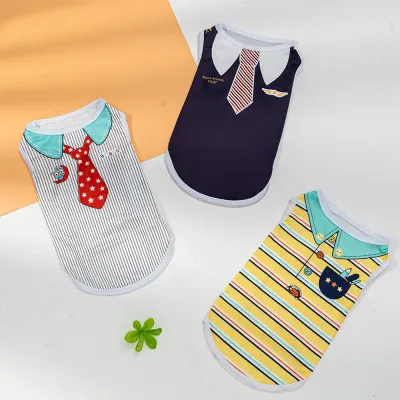 dog vest summer (2) The soft fabric and breathable material of this pet shirt are perfect for spring and summer, ensuring pets stay cool, cute, and comfortable.