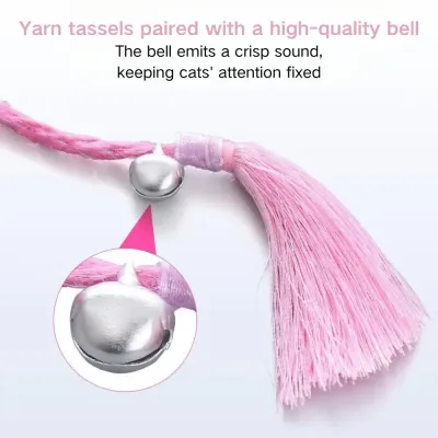 cat toys with bell (1) The tassel fringe, soft glitter ball, and ringing bell combine to create an irresistible toy for your cat, encouraging active play and healthy habits.