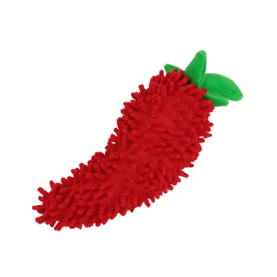 A creative vegetable-shaped mop toy for dogs with soft PP cotton filling, crinkle paper, and a squeaker, designed for interactive play and easy cleaning.