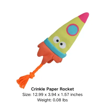 crinkle dog toy (2) A fun, interactive cotton rope dog toy with built-in Bibi sound and crinkle paper, perfect for teething, tug-of-war, and solo play sessions.