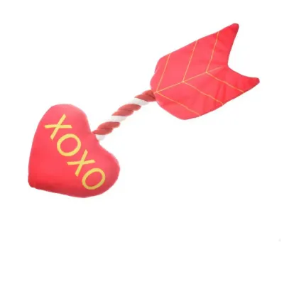 Valentine’s Day-themed plush pet toy designed for teeth cleaning, chewing, and interactive fun, with a squeaker for added excitement and a durable, bite-resistant design.