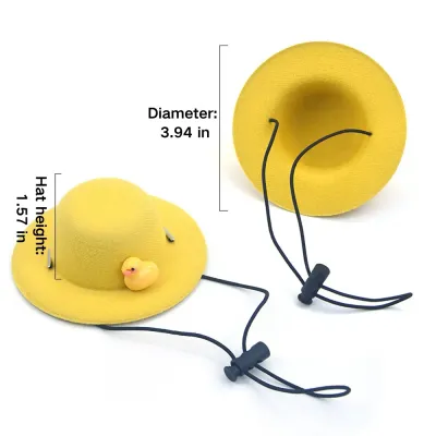 This cozy duck hat for pets features soft felt material and an adjustable strap for a comfortable fit, making it ideal for both cats and dogs.