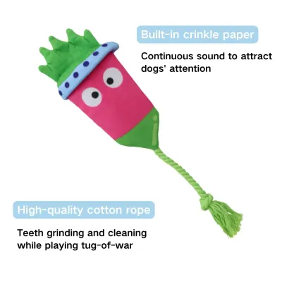crinkle dog toys (3) Crinkle Paper Insert: Built-in crinkle paper creates a satisfying rustling sound, capturing dogs' attention and encouraging prolonged engagement, ensuring endless fun during solo or interactive play.