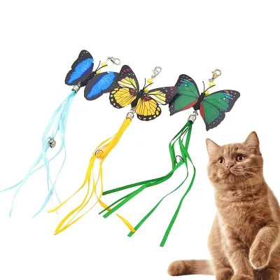 Keep your cat entertained with this interactive butterfly teaser stick replacement head, complete with a bell and colorful tassels to make playtime more exciting.