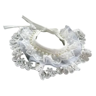 Elegant Princesses Saliva Towel Cat Dog Cute Lace Pet Accessories White Lace Main Firework Pattern White Lace Pet Collar