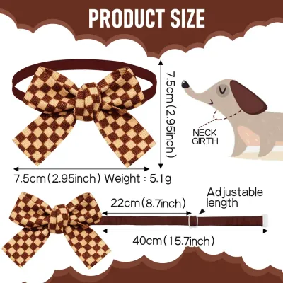 pet bow tie (1) Made with an adjustable strap, this bow tie provides a secure and comfortable fit for pets of various sizes, making it a versatile product for retailers catering to different breeds and pet sizes.