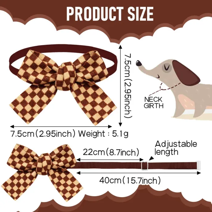 pet bow tie (1) Made with an adjustable strap, this bow tie provides a secure and comfortable fit for pets of various sizes, making it a versatile product for retailers catering to different breeds and pet sizes.