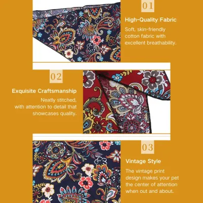 Dog Neck Scarf (2) The retro-style print on this pet neckband offers a unique and trendy look, ensuring pets make a statement while out and about. Perfect for pet retailers looking to expand their collection of fashionable pet accessories.