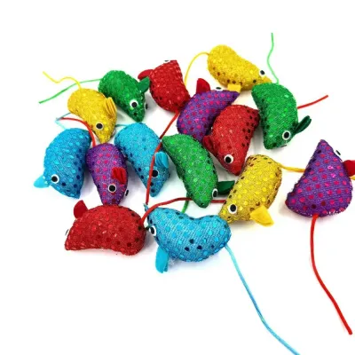 cat toy (6) This sequin little mouse cat toy offers multi-color fun and durable, bite-resistant materials for hours of self-entertaining play.