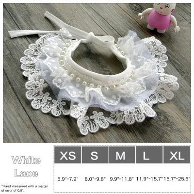 Elegant Princesses Saliva Towel Cat Dog Cute Lace Pet Accessories White Lace Size Firework Pattern White Lace Pet Collar