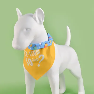 Pet Printed Bandana (7) Designed with an adjustable tie closure, this bib offers a comfortable fit for both cats and dogs, ensuring ease of wear and a secure fit, making it an essential accessory for pet retailers catering to all pet sizes.