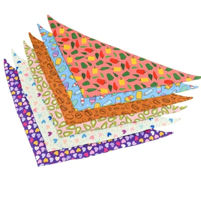 Pet Printed Bandana (2) Featuring cute and fun prints, this reversible pet bandana makes pets stand out with adorable designs, ideal for photoshoots, daily wear, or seasonal events like summer picnics and outdoor activities.