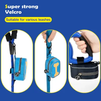 Hands-Free Dog Poop Bag Dispenser (2) With strong Velcro straps, this dispenser can easily attach to leashes, belts, or bags, offering pet owners flexibility and ease during walks.
