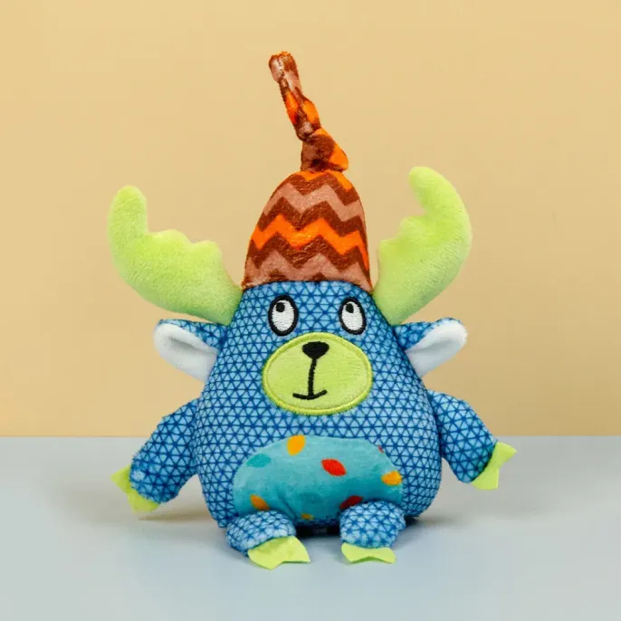 Colorful and engaging animal-shaped plush BB squeaky toy, designed to entertain and encourage active play with a squeaker for added excitement.