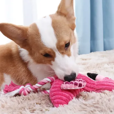 Interactive dog toys Flamingo plush toy