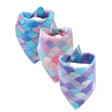 This tri-color mermaid pet bandana offers a vibrant and eye-catching design, perfect for beach trips and summer adventures.
