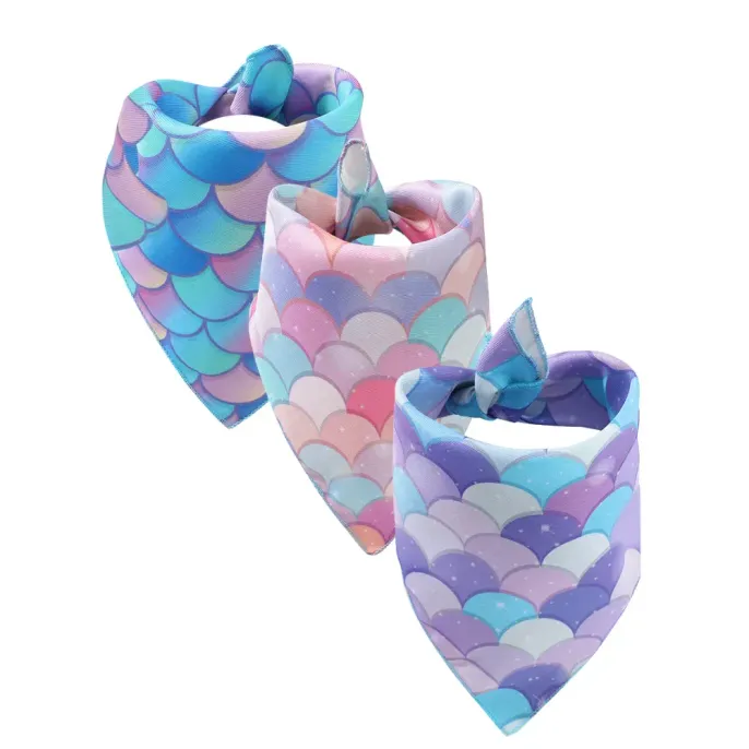This tri-color mermaid pet bandana offers a vibrant and eye-catching design, perfect for beach trips and summer adventures.