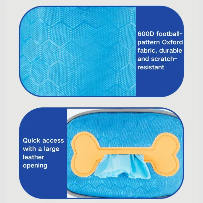 Carabiner for Easy Carrying: Equipped with a sturdy carabiner, this poop bag dispenser can be easily clipped to leashes, bags, or clothing, offering hands-free convenience and easy access to waste bags at all times.