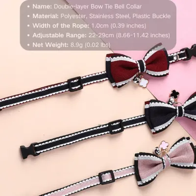 Bow Tie Pet Collar with Bell (1) Equipped with a durable alloy buckle, this collar ensures a secure and reliable fit, making it a great choice for active pets.