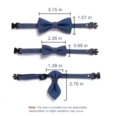 Pet Denim Bow Tie Collar (4) Made from premium denim fabric, this collar set is designed for both comfort and durability, ensuring pets stay stylish without compromising on comfort.