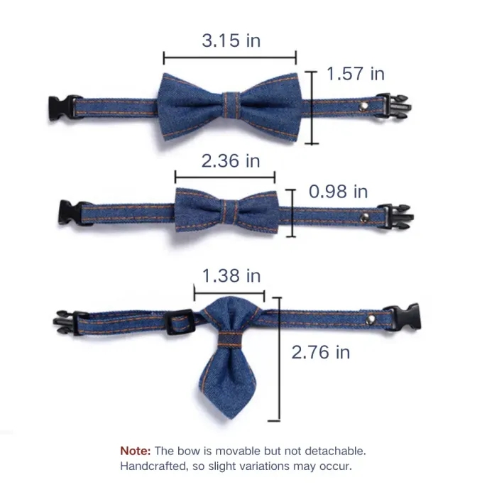 Pet Denim Bow Tie Collar (4) Made from premium denim fabric, this collar set is designed for both comfort and durability, ensuring pets stay stylish without compromising on comfort.