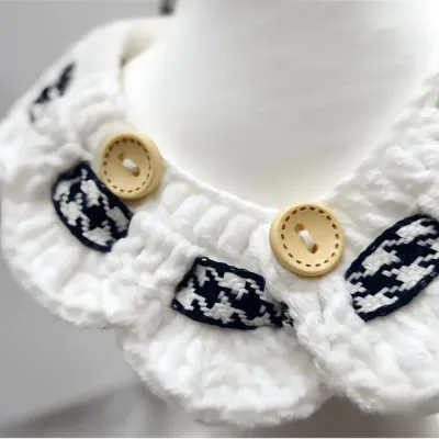 Floral Knitted Pet Collar with Bowtie