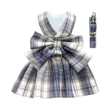 College Style Pet Dress with Large Bowknot